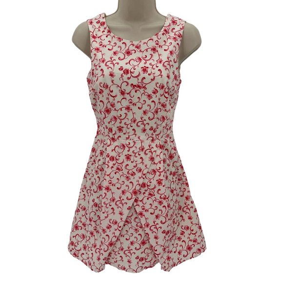 Forever 21 Dresses & Skirts - Forever 21 Womens Cream Red Floral Print Sleeveless Fit & Flare Dress Size XS